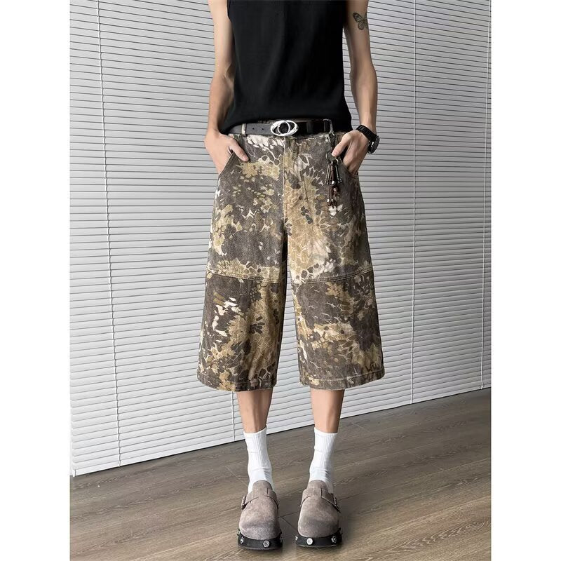Snake Pattern Tooling Camouflage Jeans - kinko