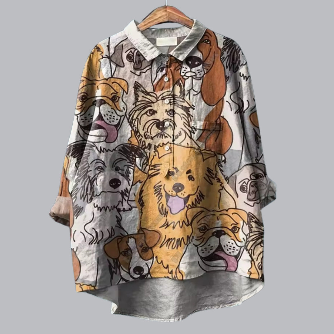 Loose Print Crew Neck Casual Plus Size Women's T-shirt - kinko