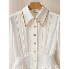 Special Interest Light Luxury High-grade Pleated Collar White Shirt - kinko