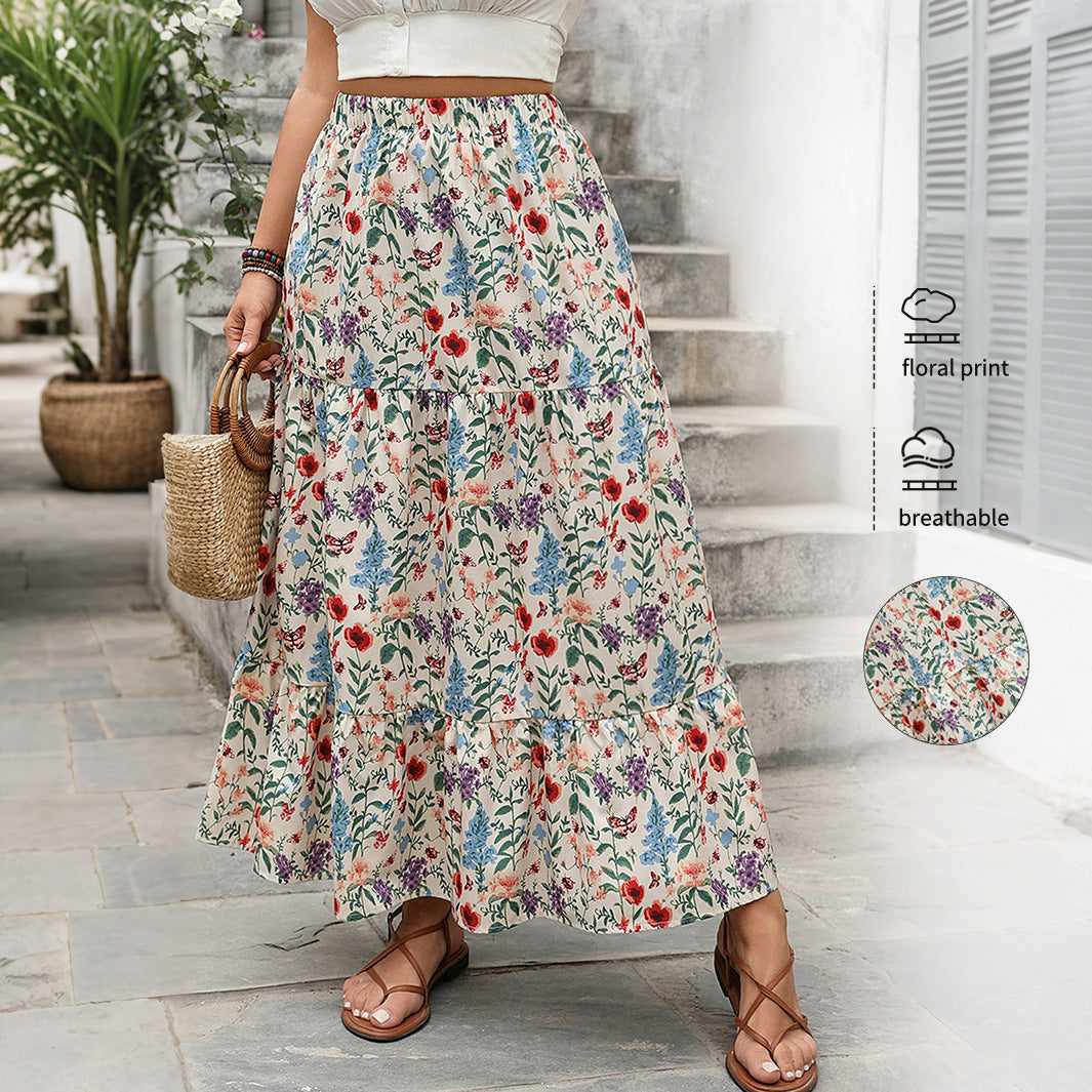 Women's Fashionable Personalized Floral Pastoral Skirt - kinko