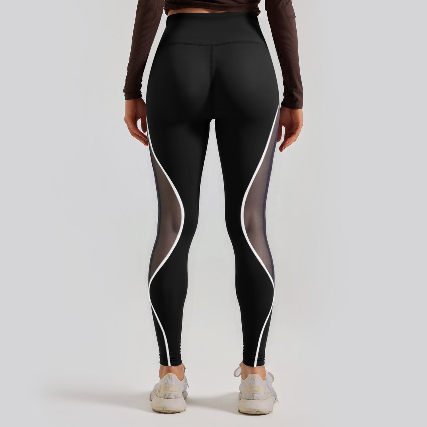 Women's Color Matching Mesh European And American High Waist Yoga Pants - kinko