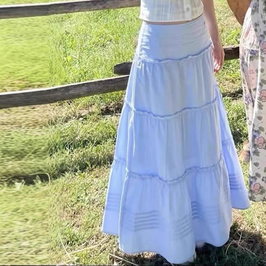 Women's High Waist Stitching A- Line Skirt - kinko