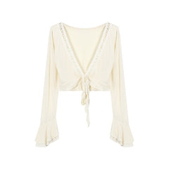 Lace-up Sun Protection Coat For Women Summer Sexy Slim-fit Crop-top - kinko