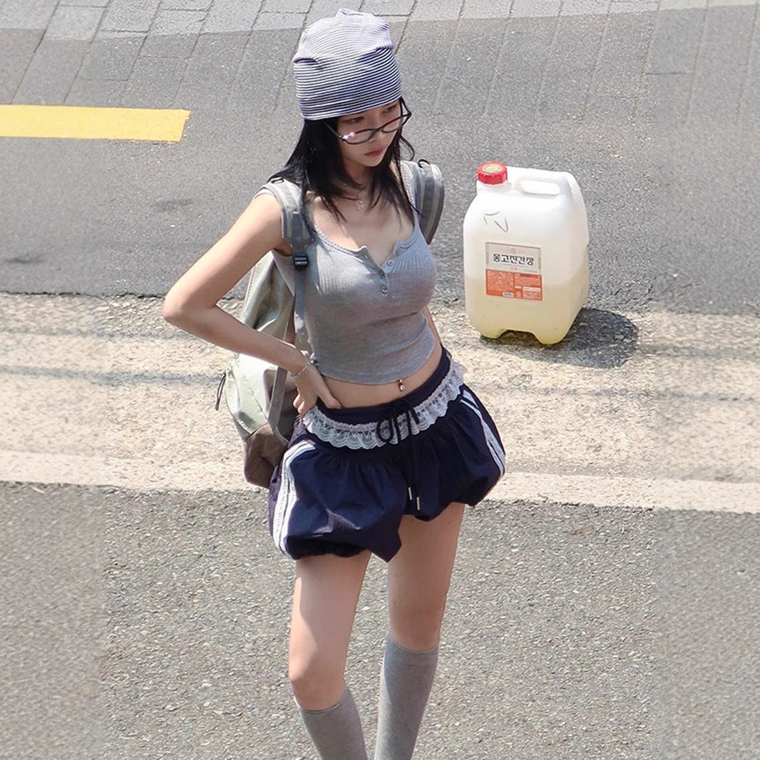 Personalized Hot Girl Low Waist Self-tie Lace Lace Splicing Skirt - kinko