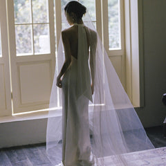 Simple Travel Shooting White Slimming Fishtail Dress - kinko