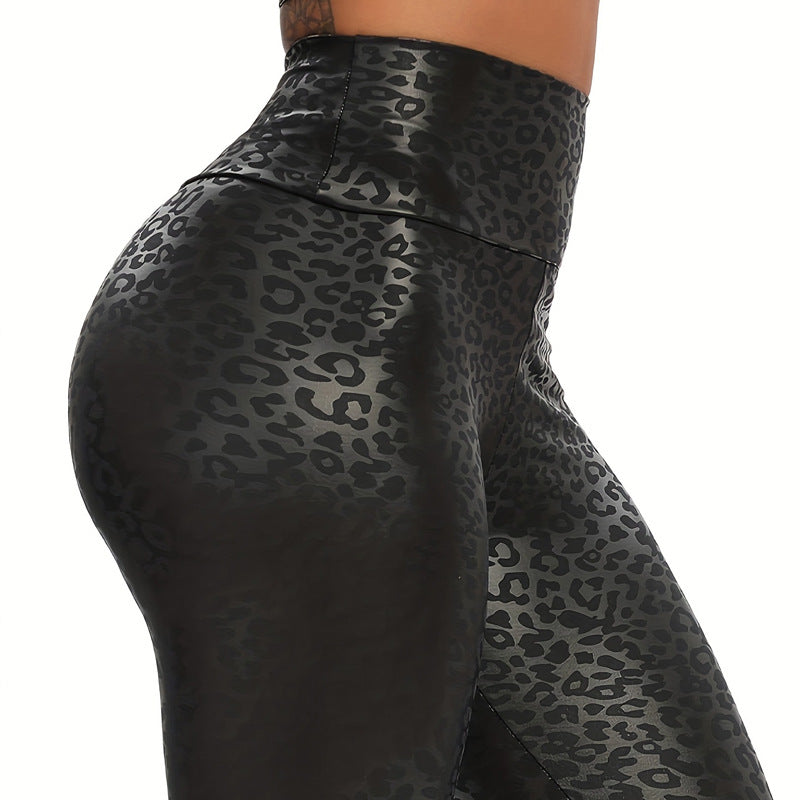 New Cross-border Leopard Print Tight Yoga Trousers - kinko