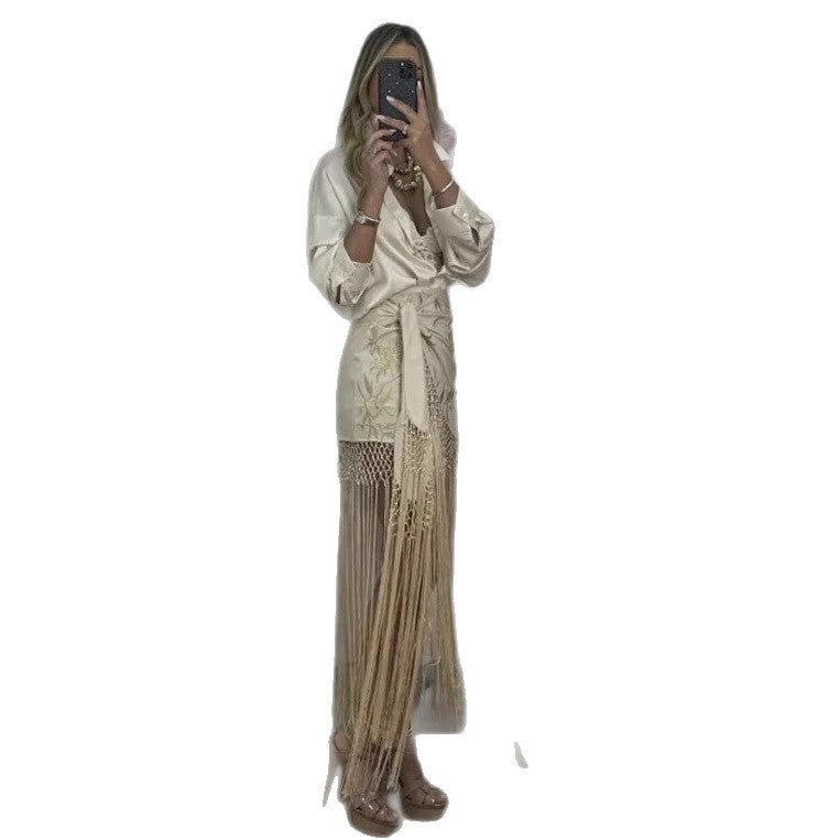 Women's Decorated Tassel Lace-up Skirt - kinko