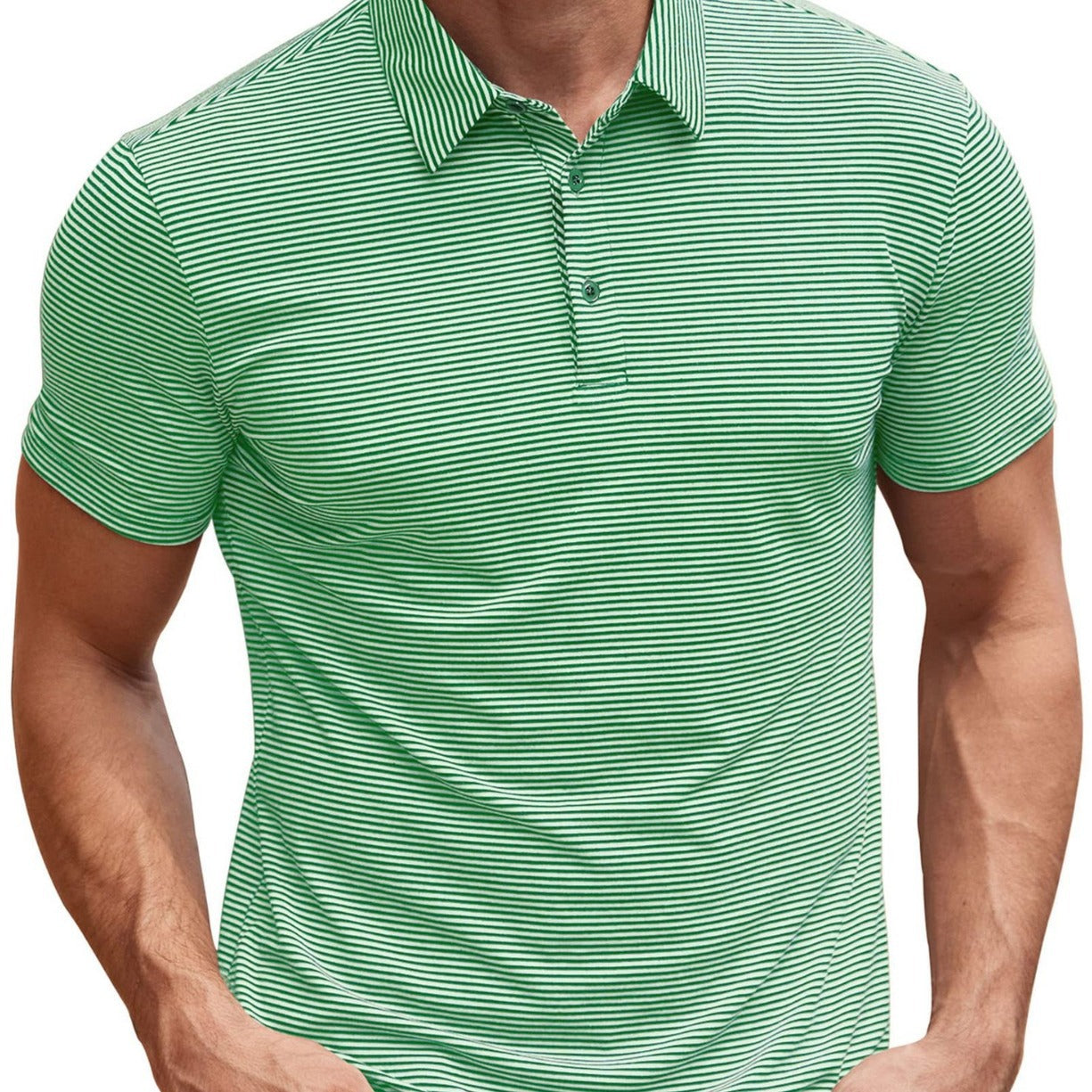 Contrast Color Striped Short Sleeve Men's Summer Loose Lapels - kinko