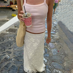 Sexy Low Waist Crocheted Flower Fashion Temperament Slim Skirt - kinko