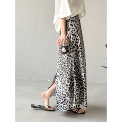 Light Luxury High-grade Leopard Print Split Skirt Women's High Waist Slimming - kinko