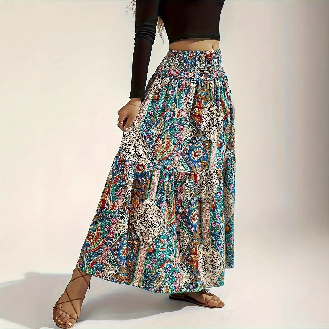 Women's Summer Paisley Printed Persian Skirt - kinko