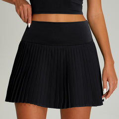 High Waist Pleated Sports Short Skirt Women's Outdoor Fitness Fake Two-piece Tennis Culottes - kinko