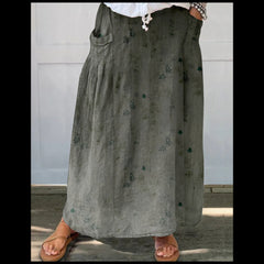 Women's Loose Versatile Pocket 3D Printed Midi Skirt - kinko