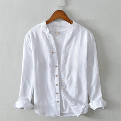 National Plain Casual Long Linen Sleeves Shirt - kinko