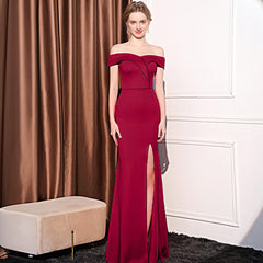 Women's Off-shoulder Slim-fit Elegant Ladies Banquet Dinner Long Fish Tail Skirt - kinko