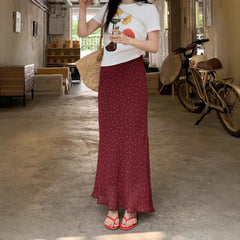 Polka Dot Chiffon Sheath High Waist Skirt Women's Fishtail Skirt - kinko