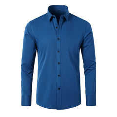 Full Elastic Force Shirt Men's Non-ironing Anti-wrinkle Solid Color - kinko