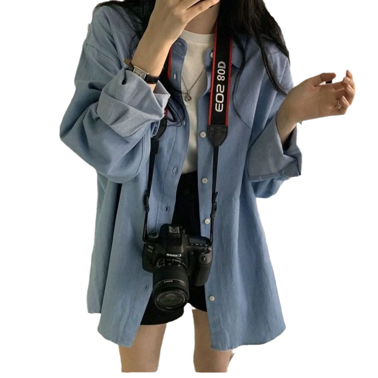 Women's Sun-proof Loose Mid-length Retro Lapels Shirt - kinko