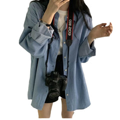 Women's Sun-proof Loose Mid-length Retro Lapels Shirt - kinko