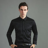 Full Elastic Force Shirt Men's Non-ironing Anti-wrinkle Solid Color - kinko