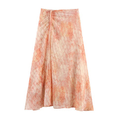 Summer New Blooming Printed Pull-Belt Chiffon Irregular Skirt - kinko
