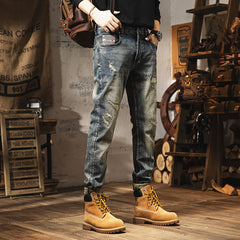 Retro Heavy Washed Jeans For Men - kinko