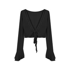 Lace-up Sun Protection Coat For Women Summer Sexy Slim-fit Crop-top - kinko