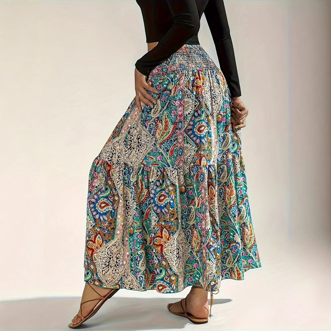 Women's Summer Paisley Printed Persian Skirt - kinko