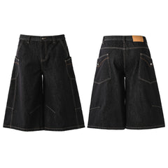 Retro Washed Side Pocket Denim Cropped Pants Men - kinko