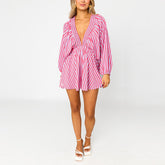 Shirt Slimming Casual Loose Deep V Wide Leg Short Jumpsuit - kinko