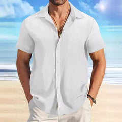 Plaid Colorblock Business Slim Fit Casual Shirt Short Sleeve Shirt - kinko