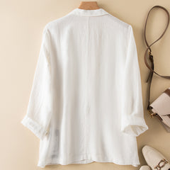 New Casual Cotton Linen Coat Long Sleeve Thin Suit For Women - kinko