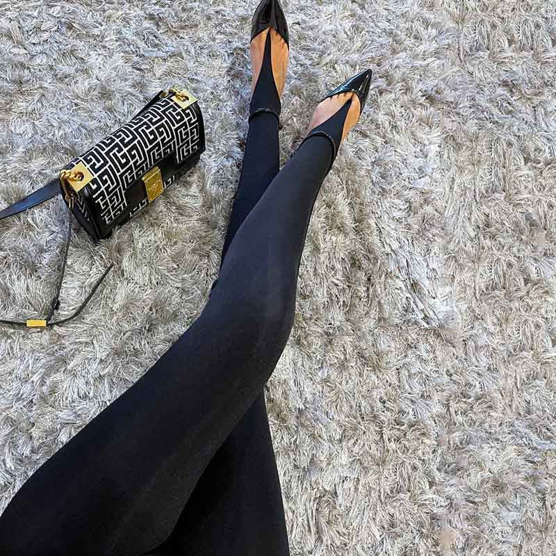 Women's High Waist Black Stretch Leggings - kinko