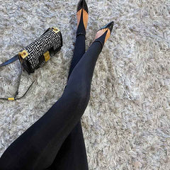 Women's High Waist Black Stretch Leggings - kinko