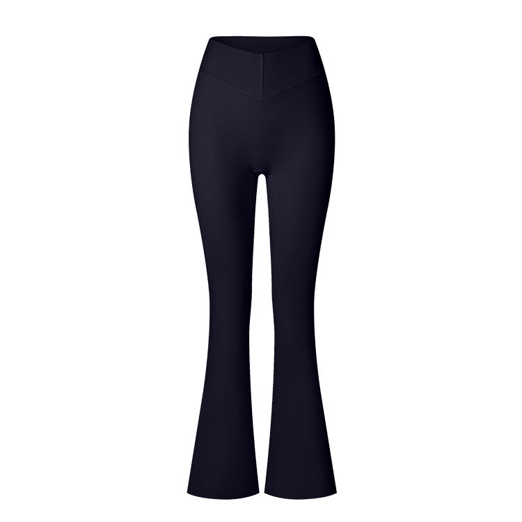 Brushed Flared V-waist Sports Tight Trousers - kinko