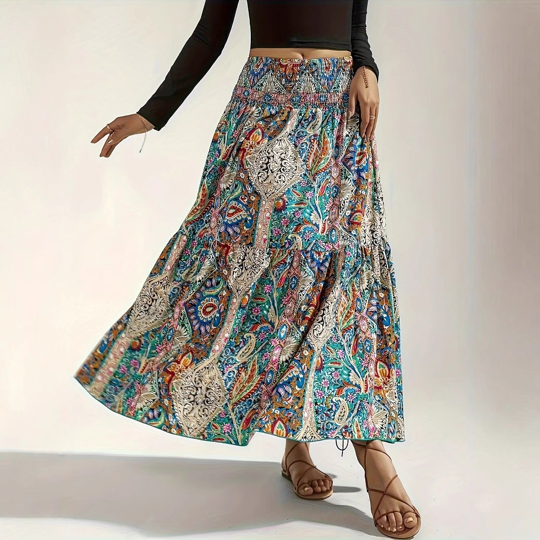 Women's Summer Paisley Printed Persian Skirt - kinko
