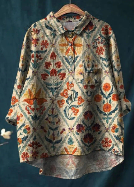 Loose Print Crew Neck Casual Plus Size Women's T-shirt - kinko