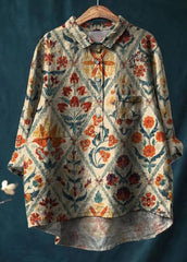 Loose Print Crew Neck Casual Plus Size Women's T-shirt - kinko