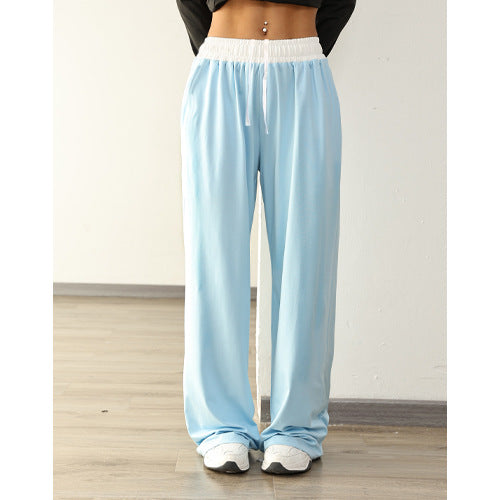 Women's Casual Sports Contrast Color Loose Comfortable Drawstring Trousers - kinko