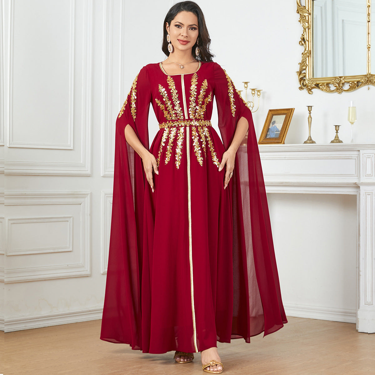 Arab Women's Robe Super Long Sleeve Muslim Dress - kinko