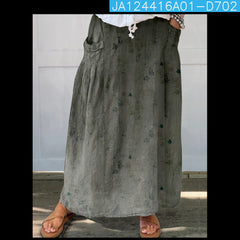 Women's Loose Versatile Pocket 3D Printed Midi Skirt - kinko