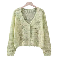 Loose Hollow Knitted Air Conditioning Shirt - kinko