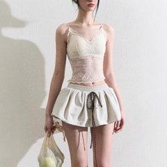 All-matching Elastic Waistband Twisted Drawstring Skirt Pettiskirt Skirt - kinko