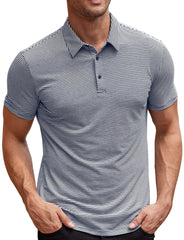 Contrast Color Striped Short Sleeve Men's Summer Loose Lapels - kinko