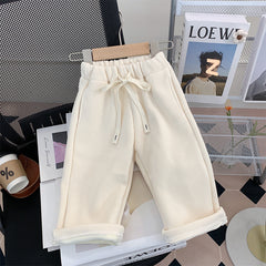 Straight-leg Pants Children Thick Warm Wide-leg Pants - kinko