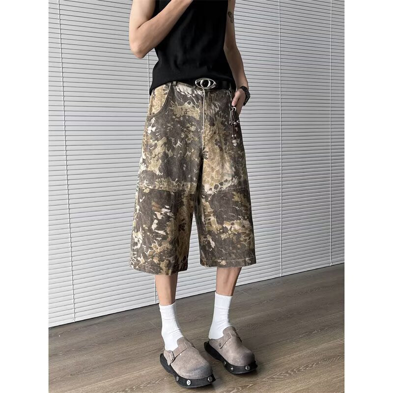 Snake Pattern Tooling Camouflage Jeans - kinko