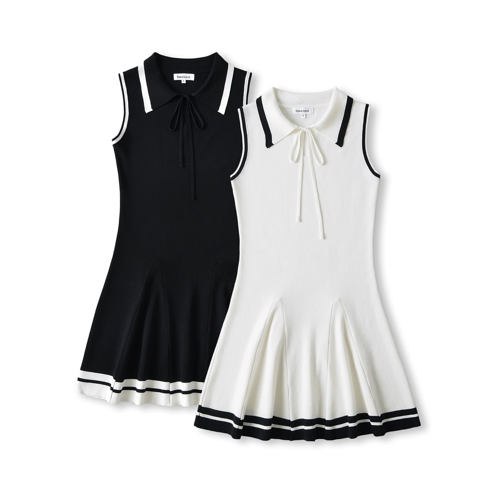 Knitted Lapel Butterfly Strap Sports Leisure Dress - kinko