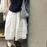 Small Shirt Lace Stitching Elastic Waist Lace Skirt - kinko