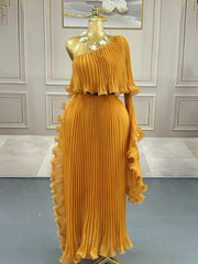 Fashionable One-shoulder Elegant Evening Dress - kinko