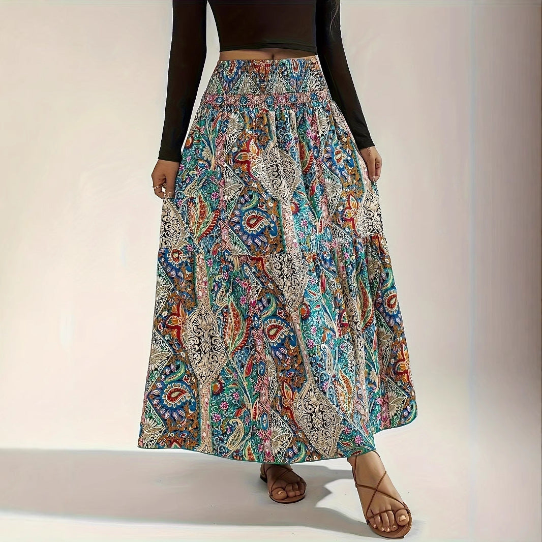 Women's Summer Paisley Printed Persian Skirt - kinko